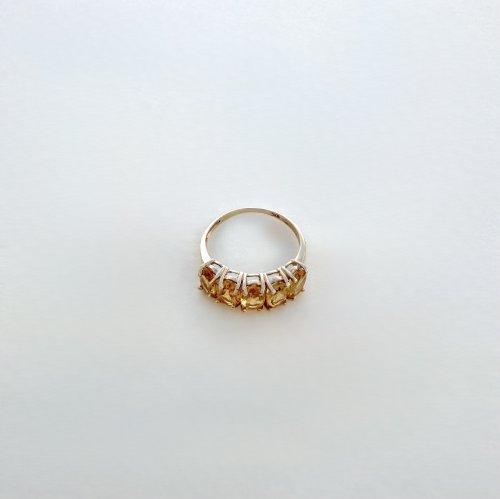 10ct. Gold 5-Stone Citrine Ring. NEW STOCK.