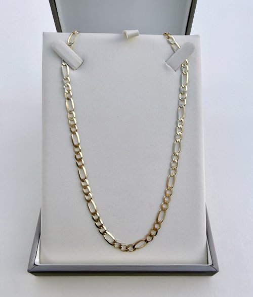 9ct. Yellow Gold Figaro Chain Necklace 20" NEW STOCK.