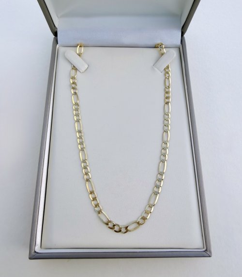 9ct. Yellow Gold Figaro Chain Necklace 20" NEW STOCK.