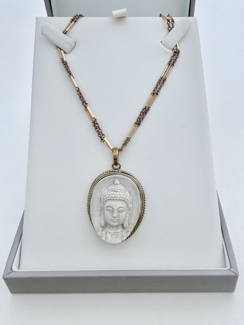Buddha Head Pendant - Brass setting. NEW IN STOCK.