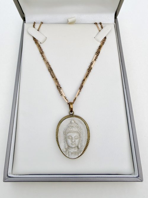 Buddha Head Pendant - Brass setting. NEW IN STOCK.