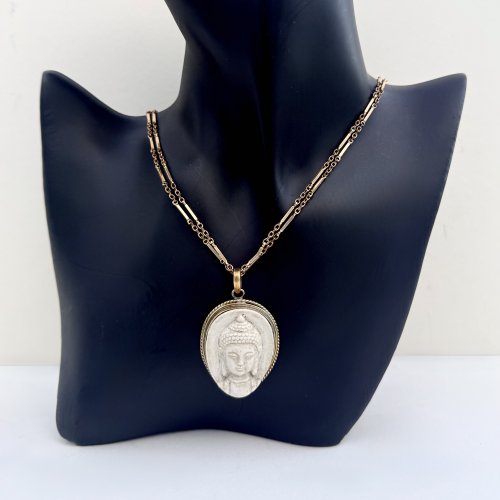 Buddha Head Pendant - Brass setting. NEW IN STOCK.