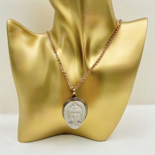 Buddha Head Pendant - Brass setting. NEW IN STOCK.