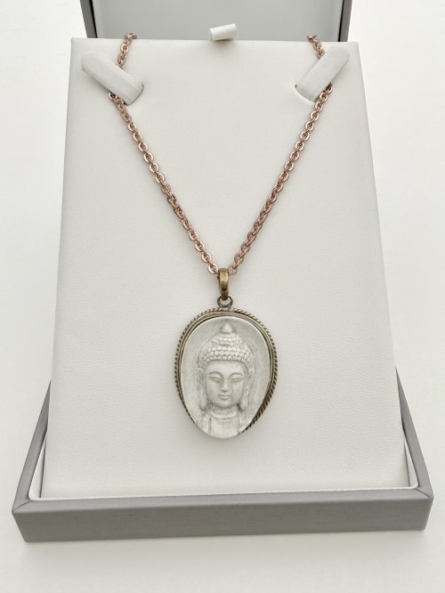 Buddha Head Pendant - Brass setting. NEW IN STOCK.