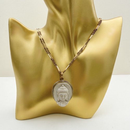 Buddha Head Pendant - Brass setting. NEW IN STOCK.