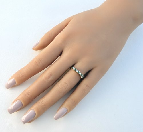 Hallmarked 9ct. Gold Emerald &amp; Diamond Half Eternity Ring. NEW STOCK.