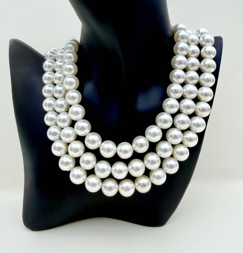 Pearl Necklace 12 mm. Triple Row. NEW STOCK.
