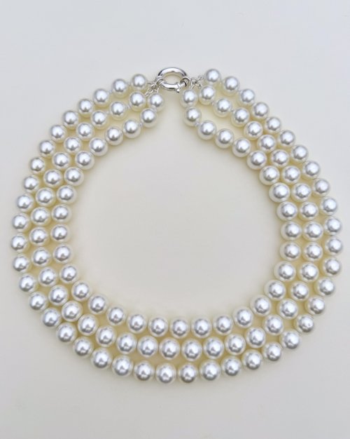 Pearl Necklace 12 mm. Triple Row. NEW STOCK.