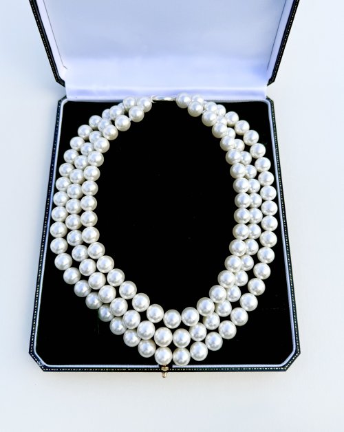 Pearl Necklace 12 mm. Triple Row. NEW STOCK.