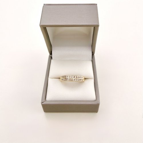 9ct. Gold Diamond 2-Row Half Eternity Ring. NEW STOCK.