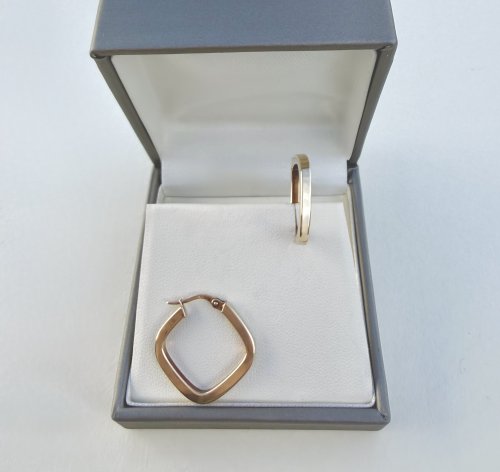 9ct. Yellow Gold Square Hoop Earrings. NEW STOCK. 