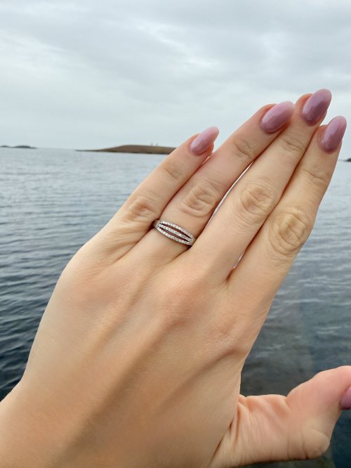 9ct. White Gold Three-Row Half Eternity Ring. NEW STOCK.