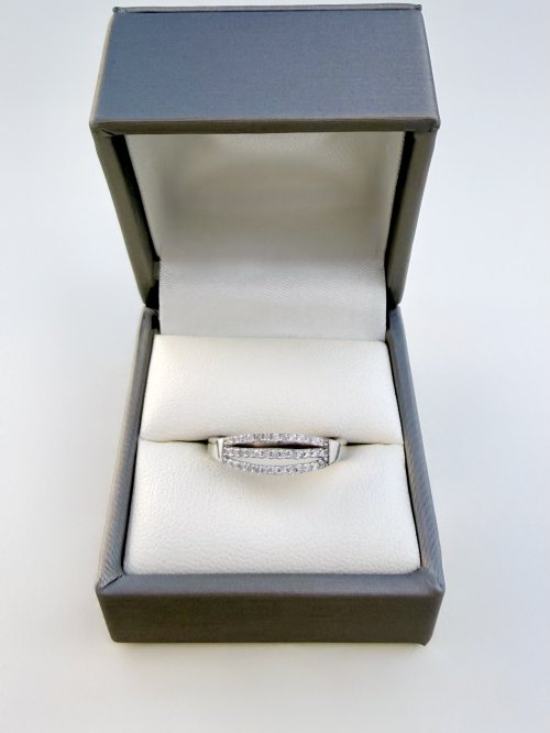 9ct. White Gold Three-Row Half Eternity Ring. NEW STOCK.