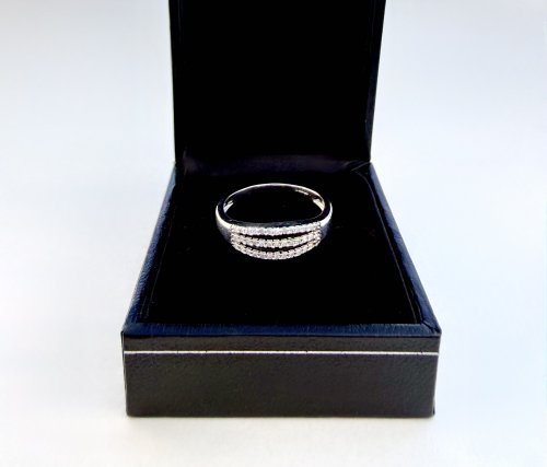 9ct. White Gold Three-Row Half Eternity Ring. NEW STOCK.