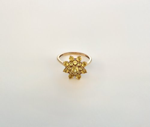 9ct. Yellow Gold Citrine Floral Ring. NEW STOCK.