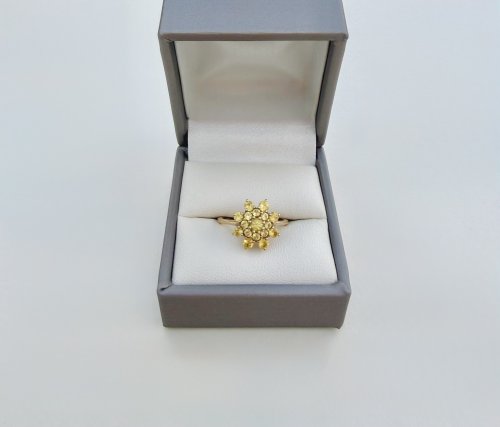 9ct. Yellow Gold Citrine Floral Ring. NEW STOCK.