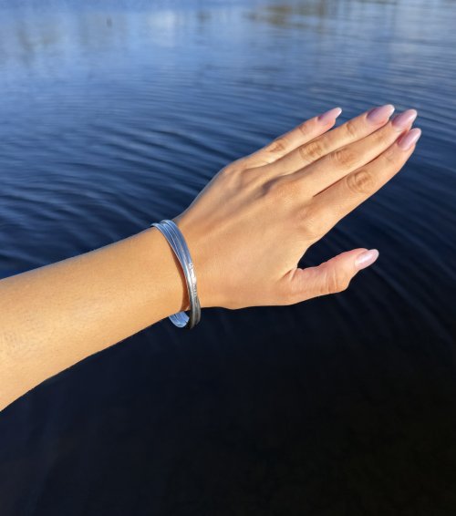 Sterling Silver Intertwined 3-Band Bangle. NEW STOCK.