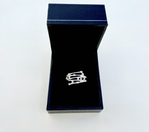 9ct. White Gold Raindance Ring / 12 Diamonds. NEW STOCK.