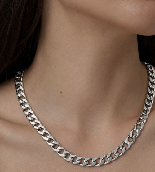 Heavy Silver Curb / Cuban Link Chain 19¾