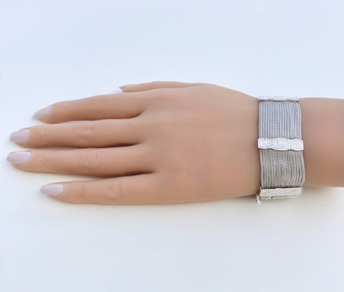 Edwardian Silver Mesh Bracelet. NEW STOCK. 