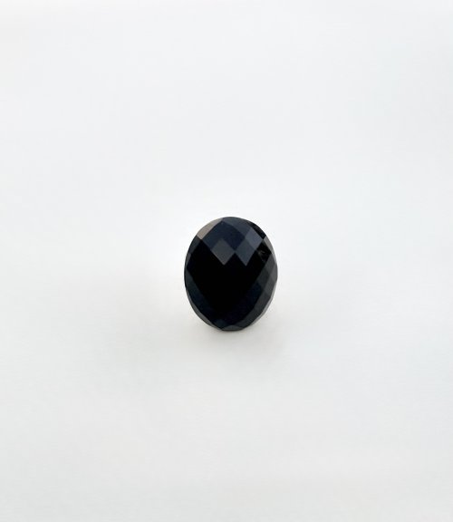 Large Faceted Black Agate Sterling Silver Ring. NEW IN.