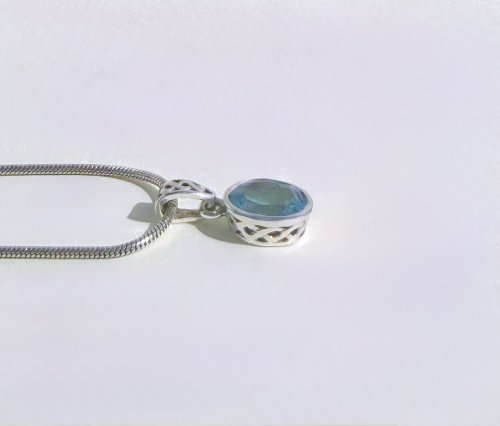 Silver Sky Blue Topaz Pendant 16.