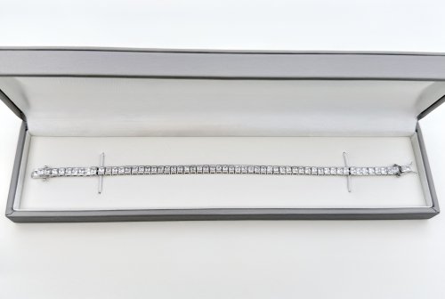 Silver Tennis Bracelet with Square-Cut CZ's. NEW IN.