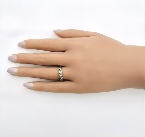 9ct. Yellow Gold Emerald &amp; Diamond Set Infinity Ring. NEW STOCK.