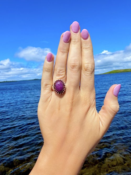 Silver Amethyst &amp; Garnet Ring. NEW STOCK.
