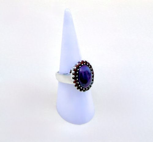 Silver Amethyst &amp; Garnet Ring. NEW STOCK.