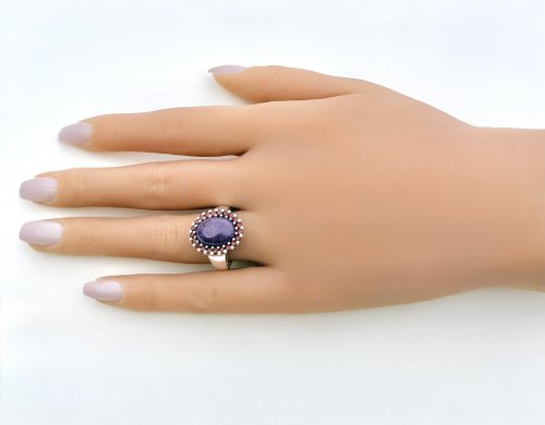 Silver Amethyst &amp; Garnet Ring. NEW STOCK.