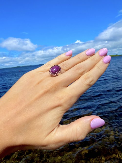 Silver Amethyst &amp; Garnet Ring. NEW STOCK.