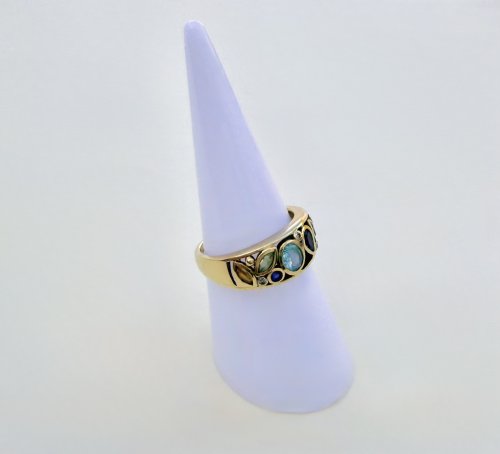 Hallmarked 9ct. Yellow Gold Multi-Gemstone Ring. NEW STOCK.