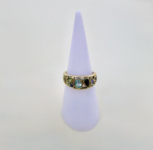 Hallmarked 9ct. Yellow Gold Multi-Gemstone Ring. NEW STOCK.