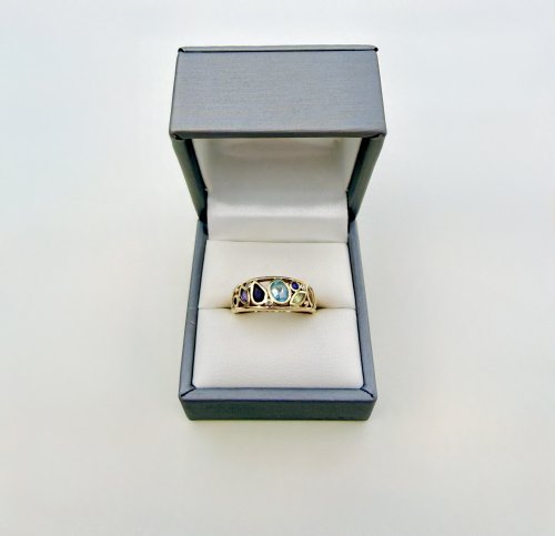 Hallmarked 9ct. Yellow Gold Multi-Gemstone Ring. NEW STOCK.