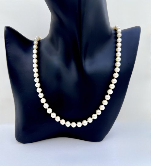 Single-Row Necklace of Cultured Pearls with 9ct. Gold Clasp. 19" NEW STOCK.