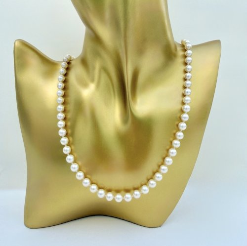 Single-Row Necklace of Cultured Pearls with 9ct. Gold Clasp. 19" NEW STOCK.