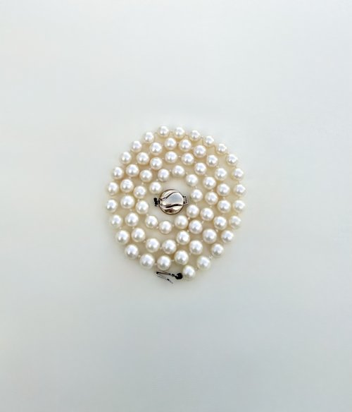 Single-Row Necklace of Cultured Pearls with 9ct. Gold Clasp. 19" NEW STOCK.
