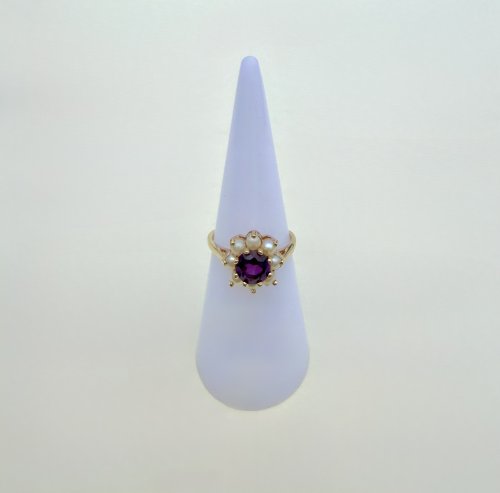 9ct.Yellow Gold Amethyst &amp; Seed Pearl Ring. NEW IN STOCK.