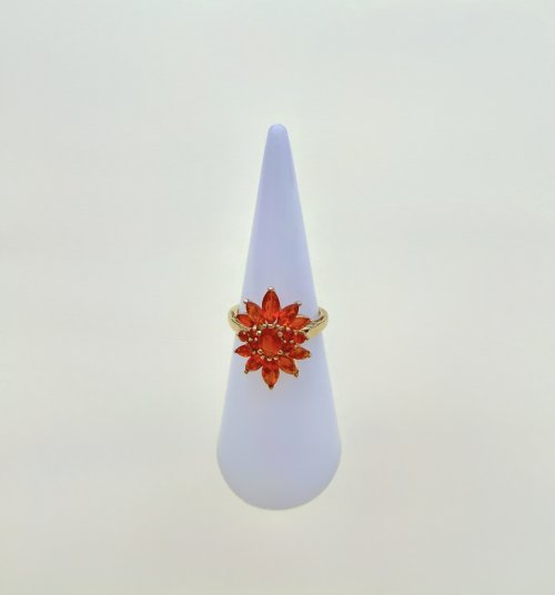 9ct. Gold Spessartine Garnet Sunburst Ring. NEW IN STOCK.