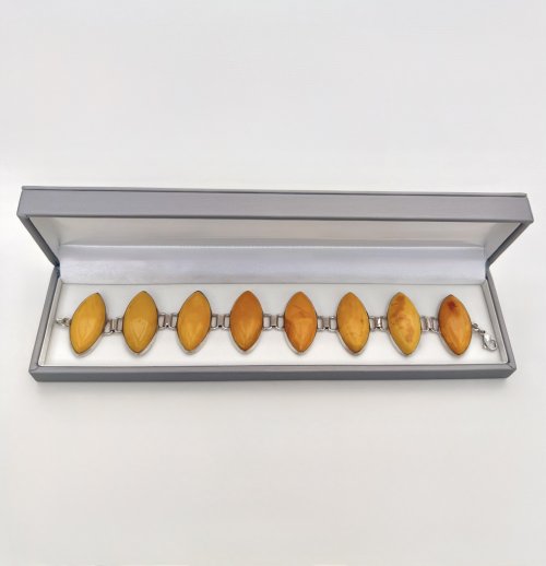Silver Bracelet with Marquise-Cut Yellow Stones. NEW IN STOCK.