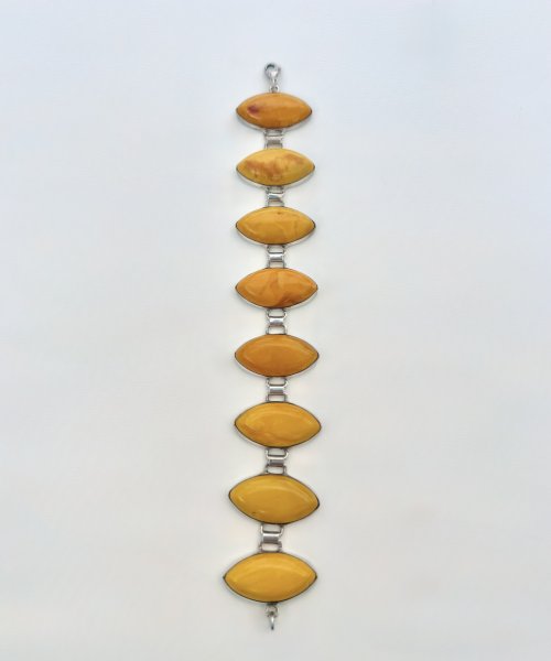 Silver Bracelet with Marquise-Cut Yellow Stones. NEW IN STOCK.