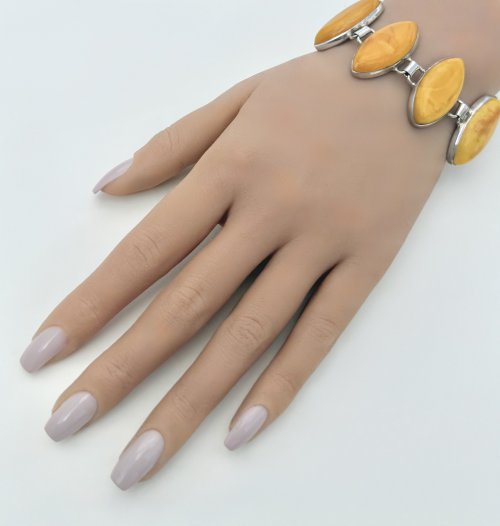 Silver Bracelet with Marquise-Cut Yellow Stones. NEW IN STOCK.