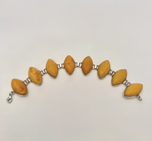 Silver Bracelet with Marquise-Cut Yellow Stones. NEW IN STOCK.