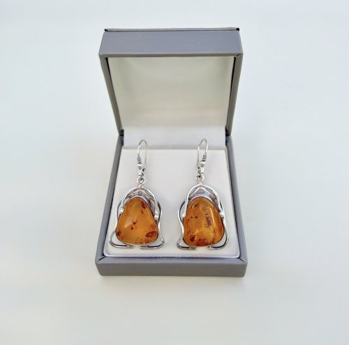 Silver Amber Earrings. NEW IN STOCK.