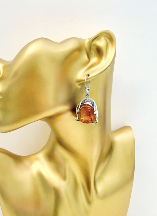 Silver Amber Earrings. NEW IN STOCK.