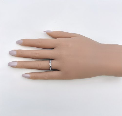 9ct. White Gold Diamond Half Eternity Ring with Leaf-inspired Design. NEW STOCK.