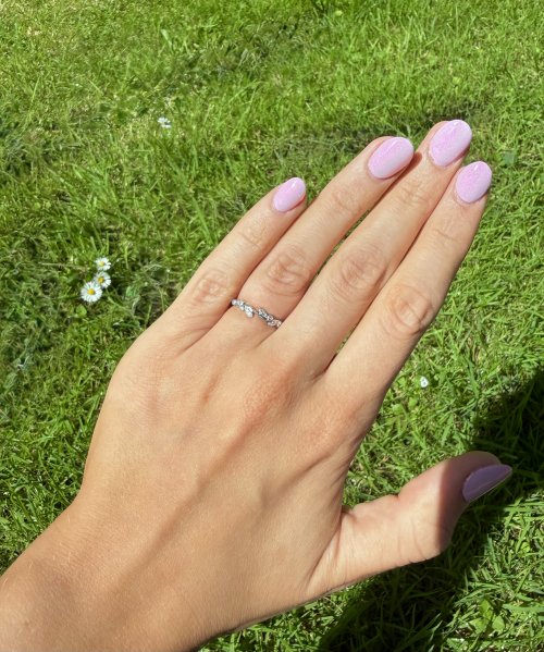 9ct. White Gold Diamond Half Eternity Ring with Leaf-inspired Design. NEW STOCK. SOLD.