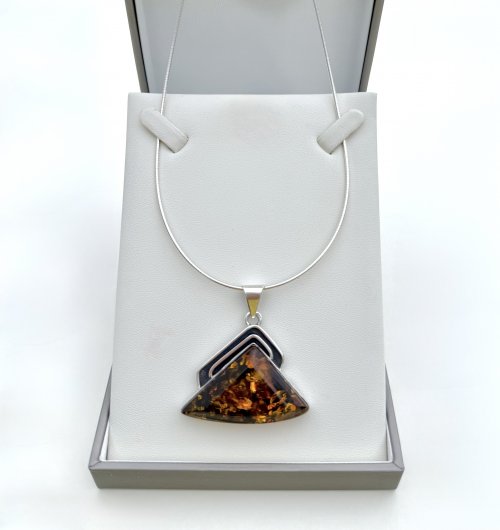 Large Sterling Silver Amber Statement Pendant. NEW IN STOCK.