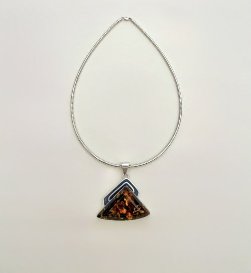 Large Sterling Silver Amber Statement Pendant. NEW IN STOCK.